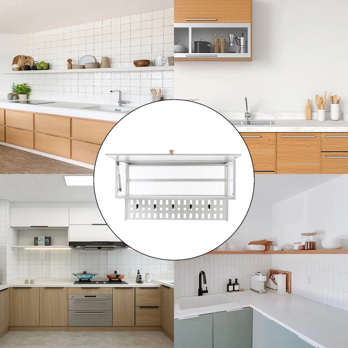 White Wall Mounted Cabinet with 5 Hooks D95253