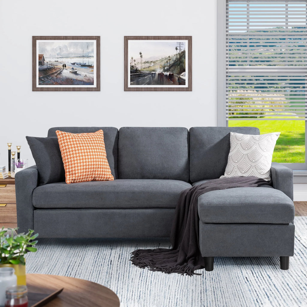 L-Shaped Sofa with Linen Fabric U487