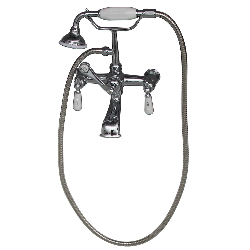 Polished Chrome Tub Wall-Mounted Faucet with Hand Shower O33018