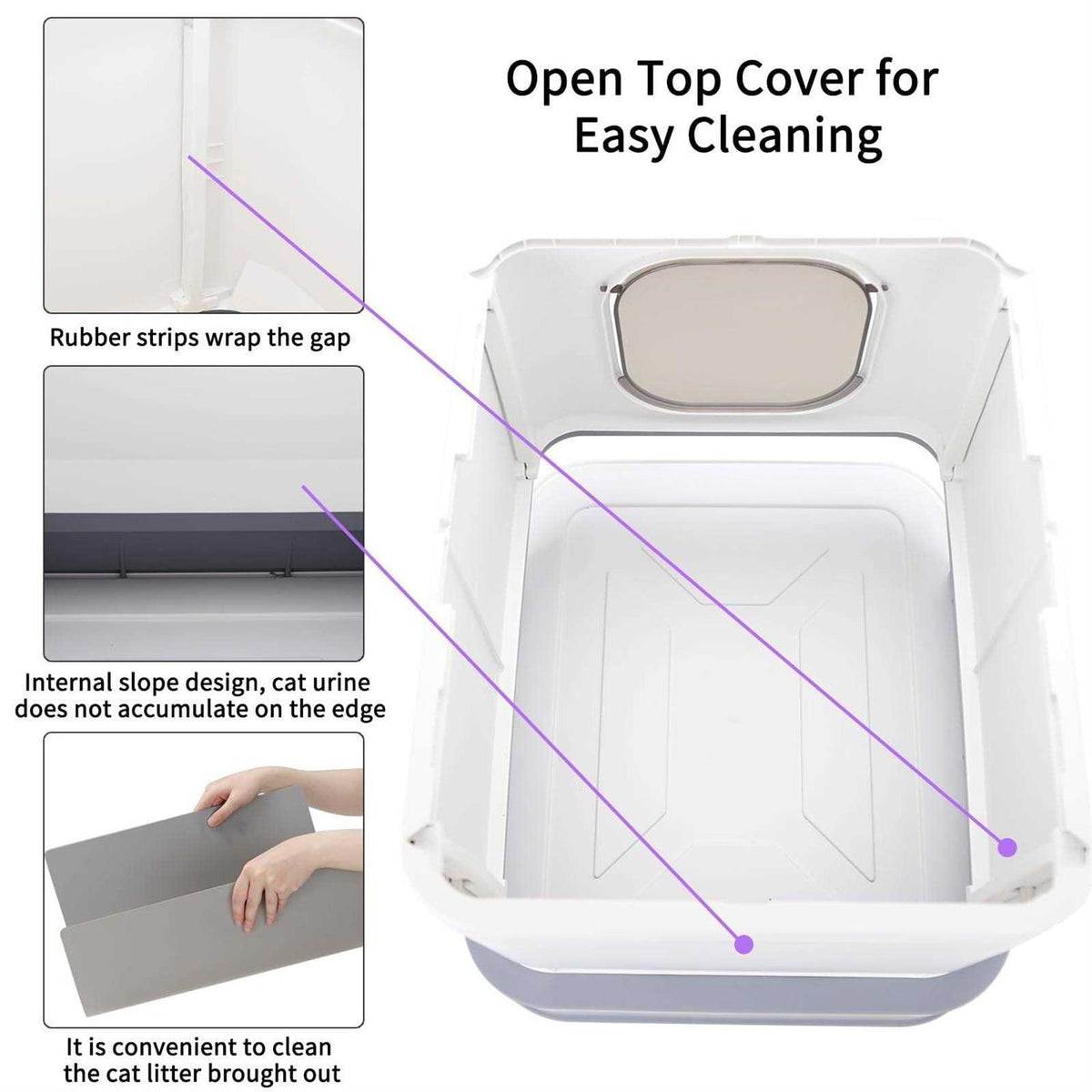 Large Top Entry Anti-Splashing Cat Litter Box with Lid G659913