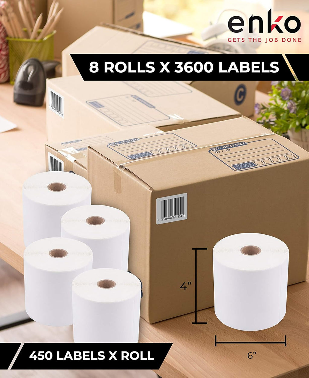 8 Rolls 3600 Labels 4 x 6 Direct Thermal Address Shipping Labels Y607346