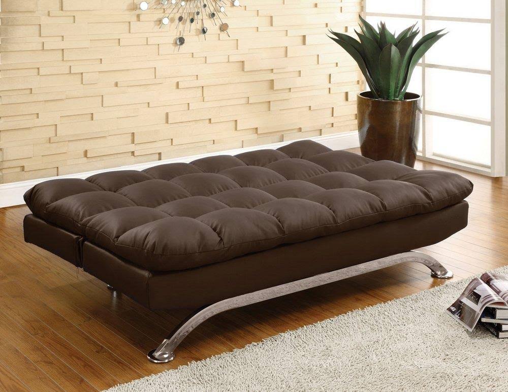Dark Brown Faux Leather Sleeper Sofa Bed I327