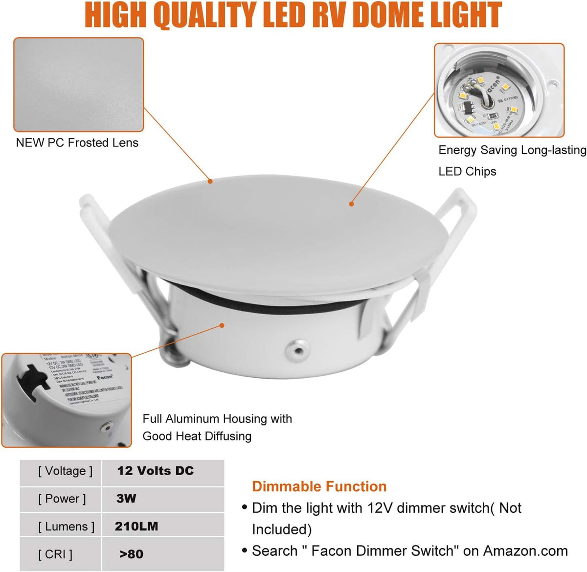 3 Inch LED RV Puck Light 4000K Cool White (6 Packs) R6431