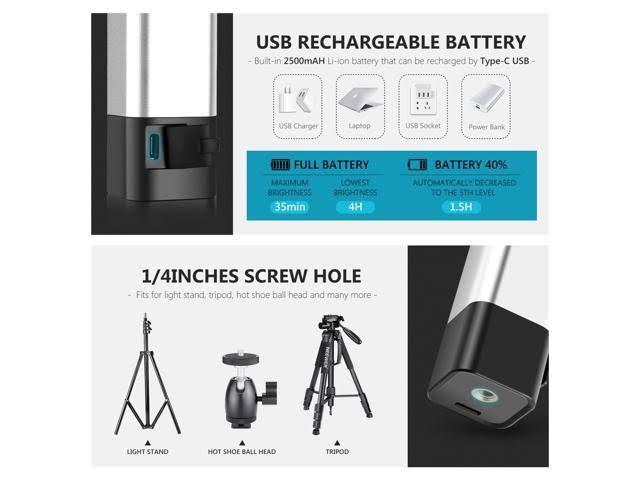 Light Wand Handheld LED Video Light Stick Photography Lighting Kit with Barndoor Remote Control Carry Bag I8465