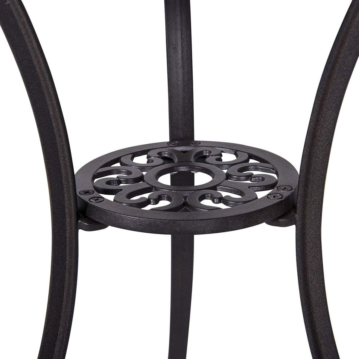 3 Piece Cast Aluminum Patio Bistro Table Set with Umbrella Hole V94386