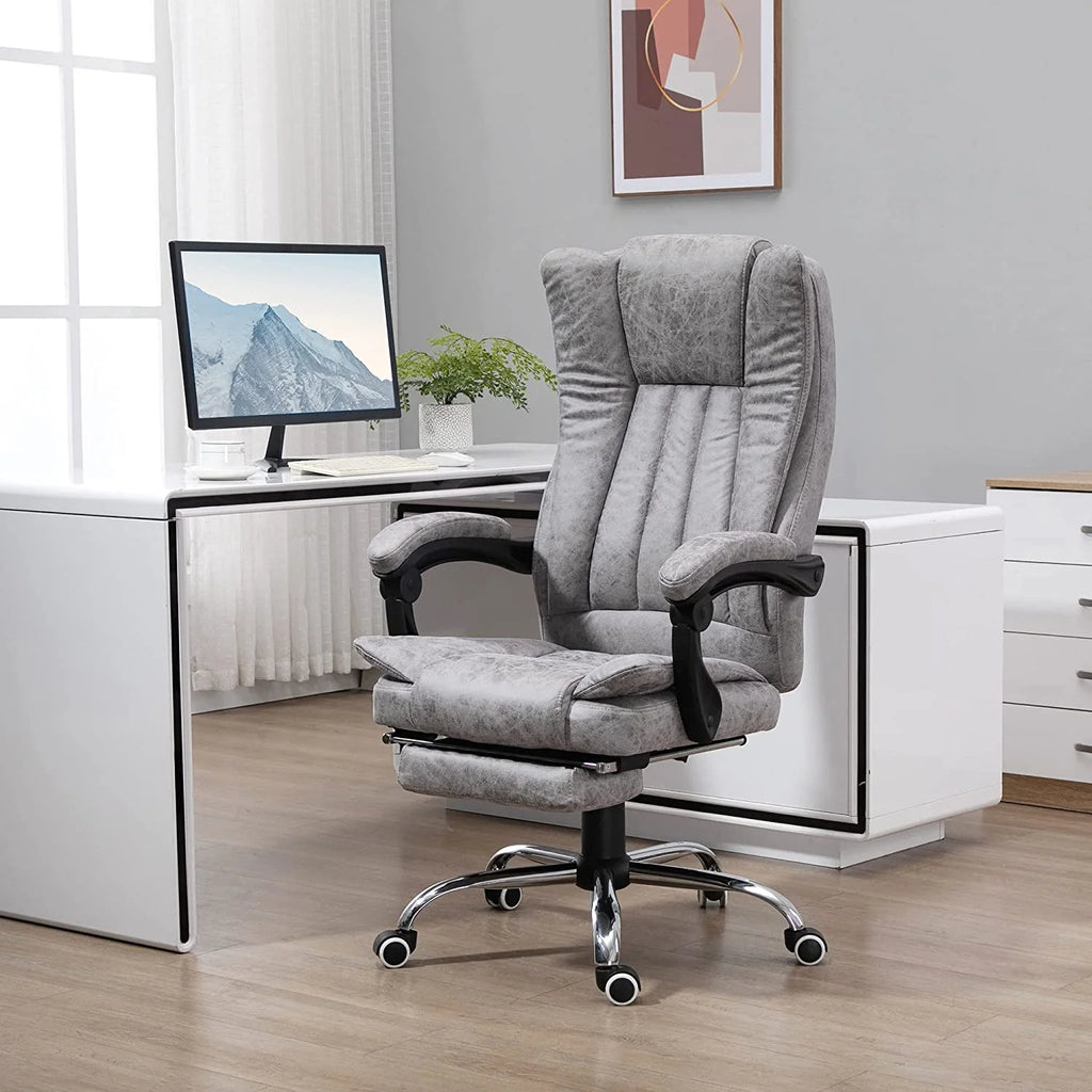 Gray Microfiber High Back Office Chair with Massage and Footrest H689
