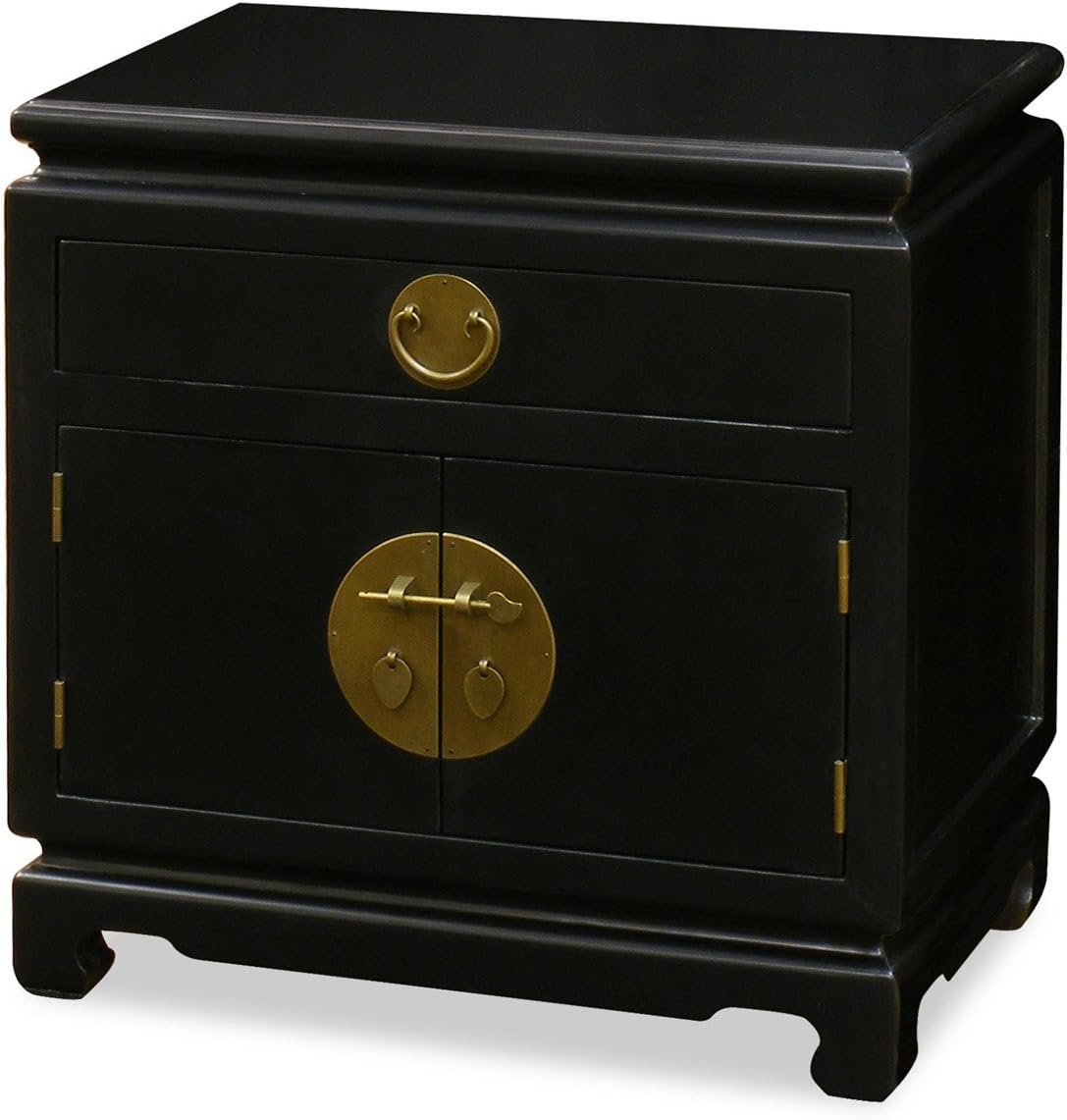 Chinese Elmwood End Cabinet with Brass Hardware V997058