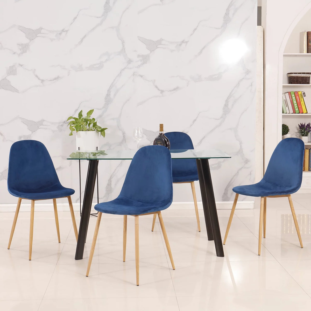 Velvet Upholstered Dining Chairs Set of 4 Q7839