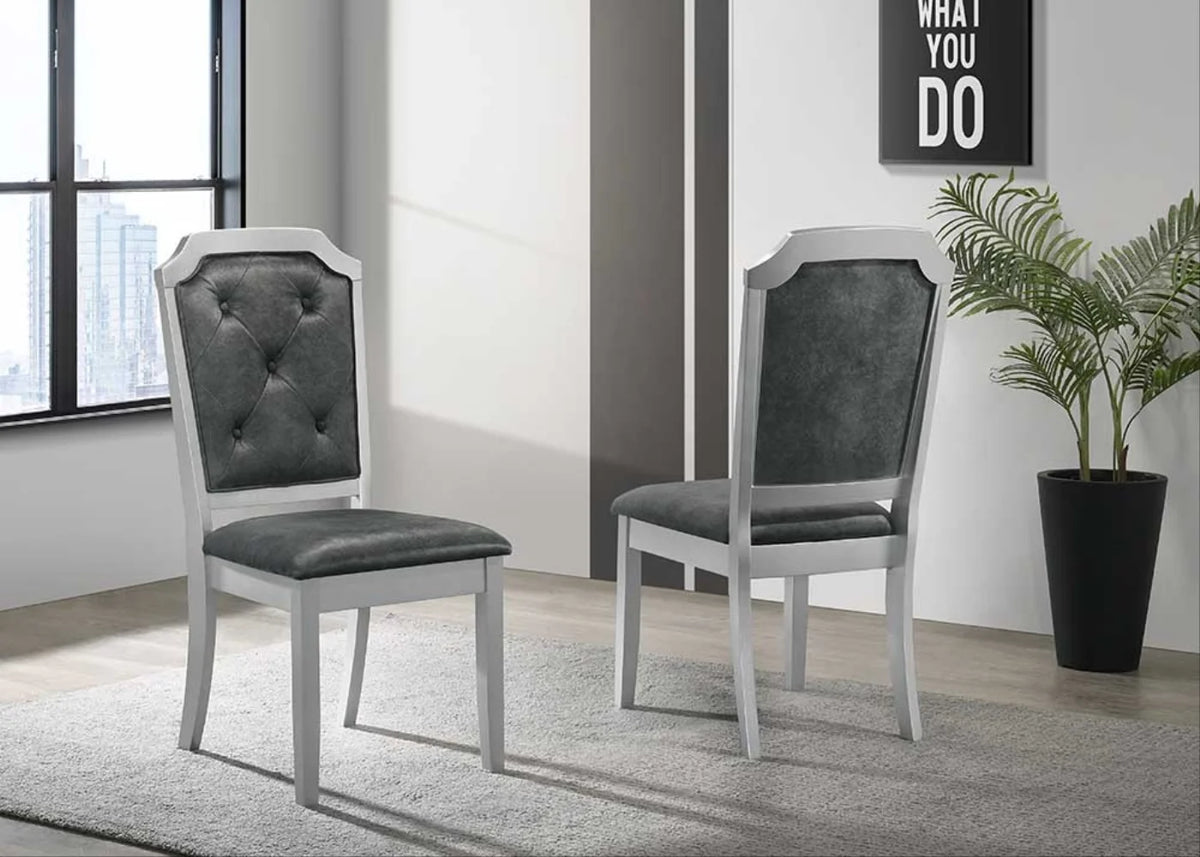 Grey Silver Dining Table Set for 6 M896