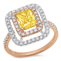 2.63ct emerald cut yellow simulated diamond halo ring size 9.5 C5393