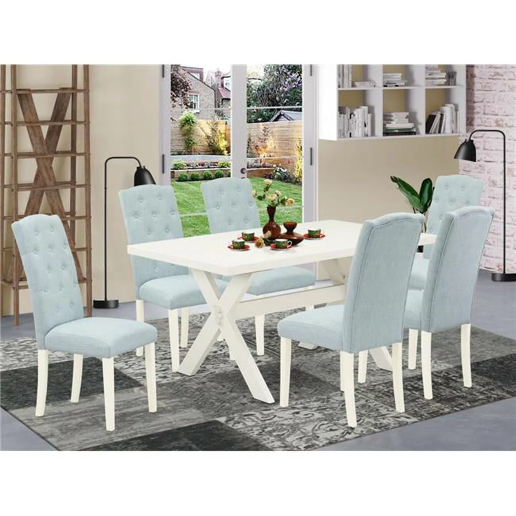 9-Piece Hardwood Kitchen Table Set with 8 Parson Dining Chairs Q339275
