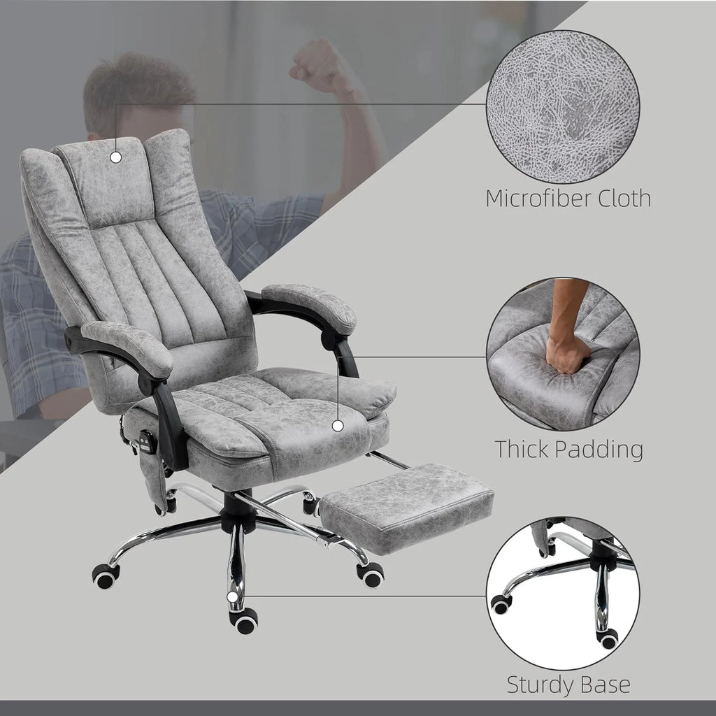 Gray Microfiber High Back Office Chair with Massage and Footrest H689