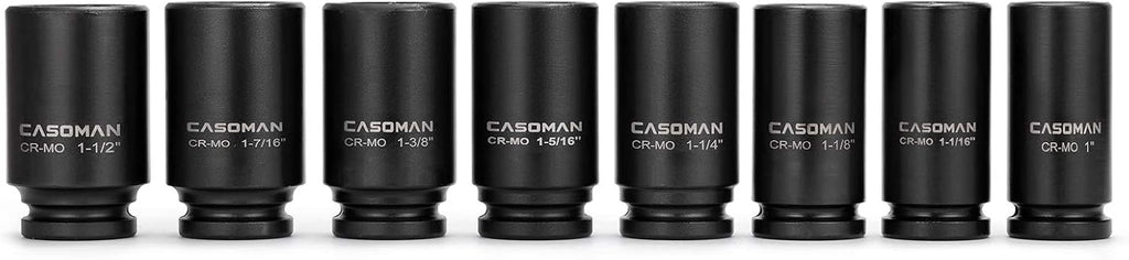 8 Pieces 3/4-Inch Drive Deep Impact Socket Set, CR-MO, Metric, 6-Point, 26mm to 38mm A754456