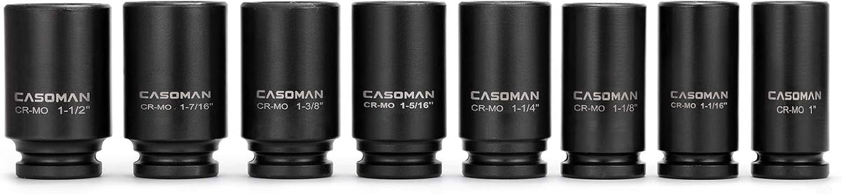 8 Pieces 3/4-Inch Drive Deep Impact Socket Set, CR-MO, Metric, 6-Point, 26mm to 38mm A754456