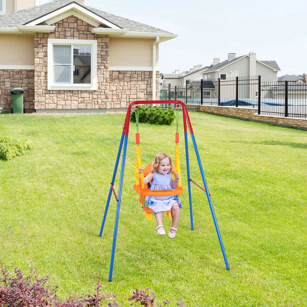 Toddler Swing Set with High Back Seat and Handrails Z690093