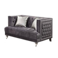 Gray Velvet Love Seat with Toss Pillows C4588