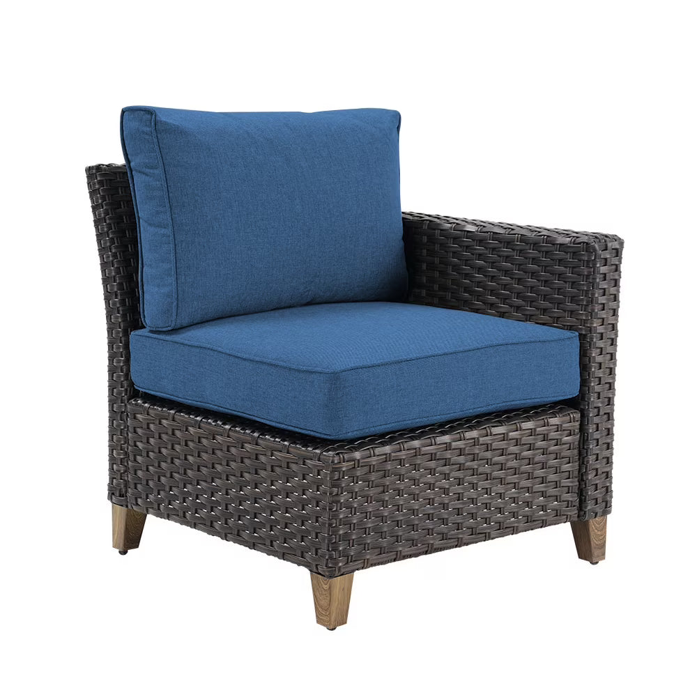 Peacock Blue Patio Wicker Left Arm Sofa Q12584