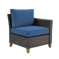 Peacock Blue Patio Wicker Left Arm Sofa Q12584