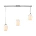 Three Light Linear Mini Pendant Satin Nickel Finish with White Blown Glass L6827