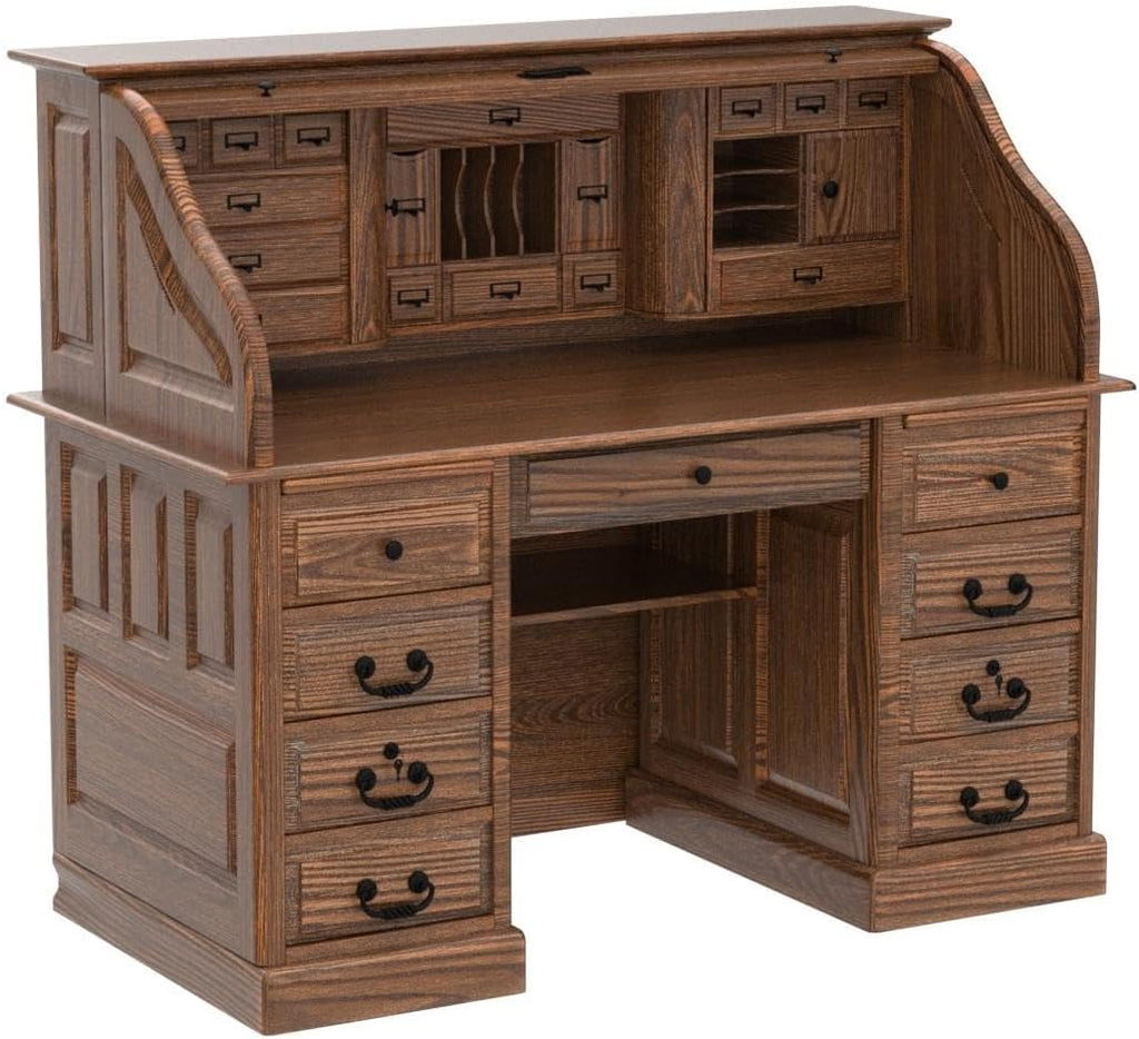 54 Inch Solid Oak Wood Roll Top Desk Z531