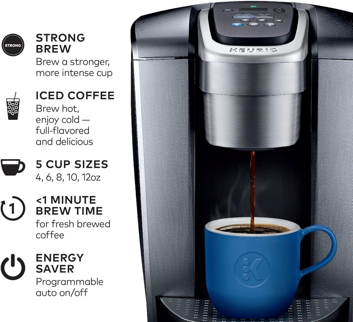0.6 Cubic Foot 600W Microwave with 6 Power Levels Bundle with Single-Serve K-Cup Pod Coffee Maker W358942