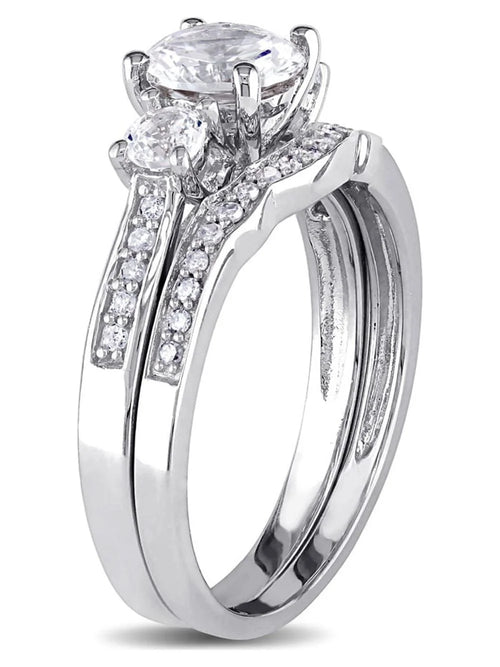 1 1/3 Carat White Sapphire Bridal Engagement Ring in 10K White Gold T2382
