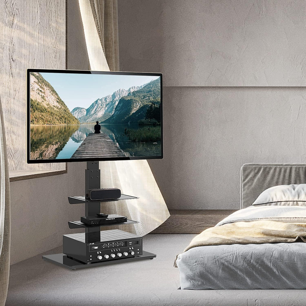 Black Swivel TV Stand with Adjustable Shelf P45031