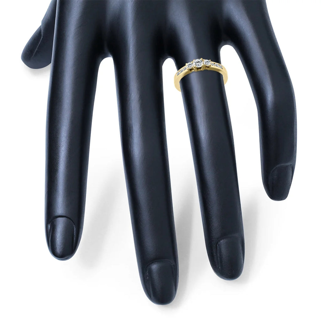 10K Yellow Gold Three Stone Diamond Ring R4157