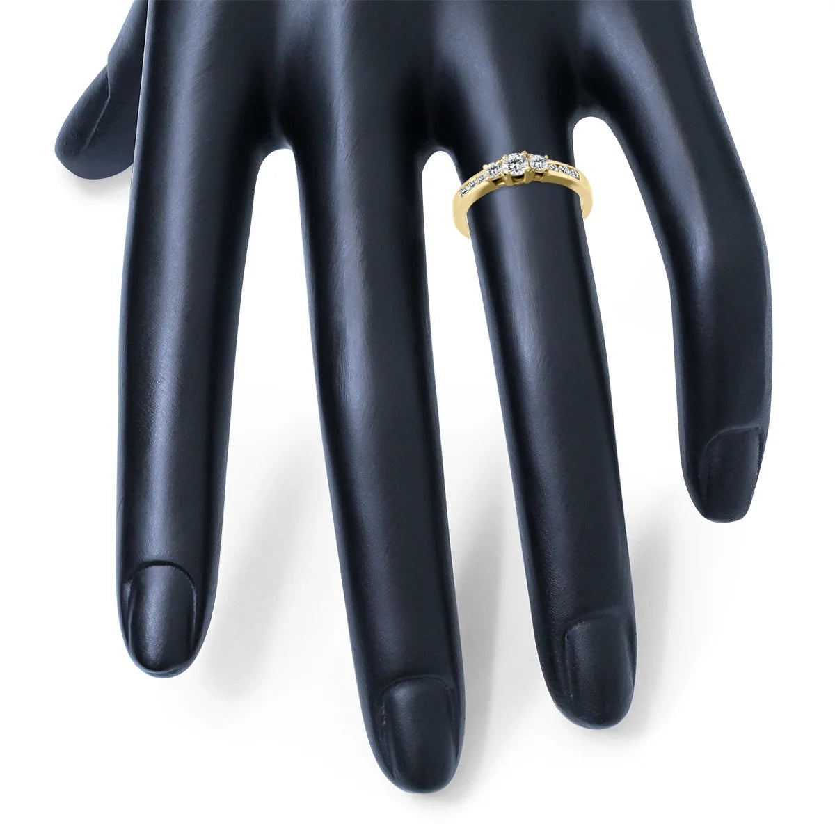 10K Yellow Gold Three Stone Diamond Ring R4157