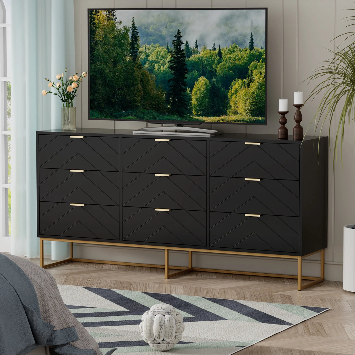 White 9 Drawer Wood Dresser R350897