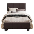 Wood and Faux Leather Twin Bed in Dark Brown D280