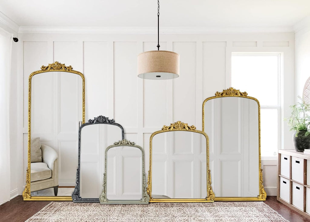 Antiqued Gold Ornate Arched Wall Mirror, 30 x 34'' P9906