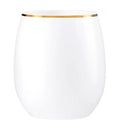 Stemless Plastic Wine Goblet 12 oz White Gold Rim Pack of 6 E6309