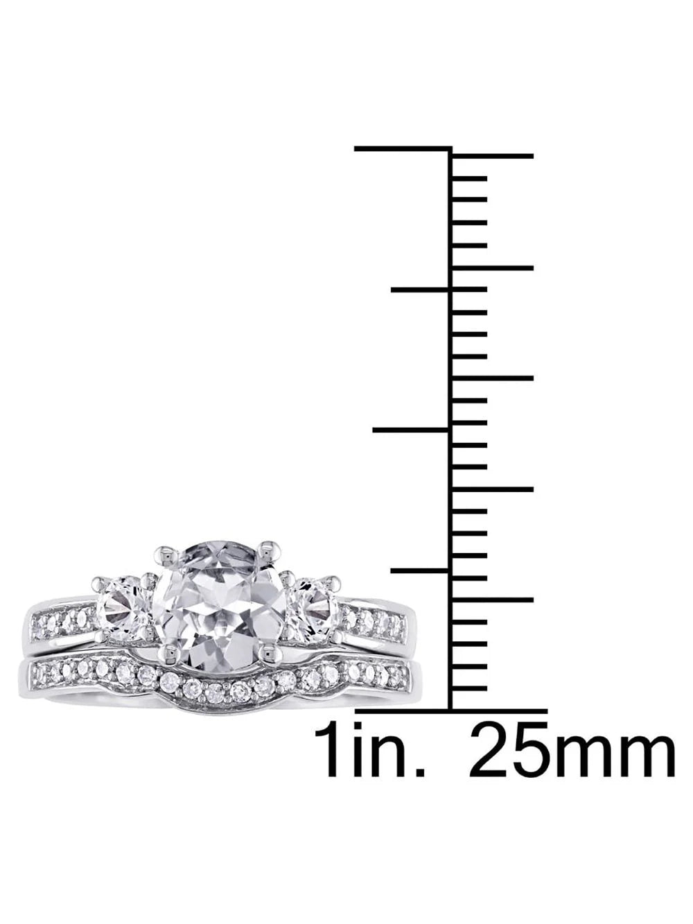 1 1/3 Carat White Sapphire Bridal Engagement Ring in 10K White Gold T2382