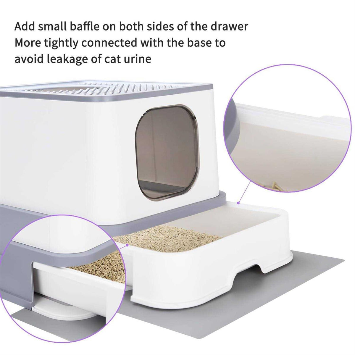 Large Top Entry Anti-Splashing Cat Litter Box with Lid G659913