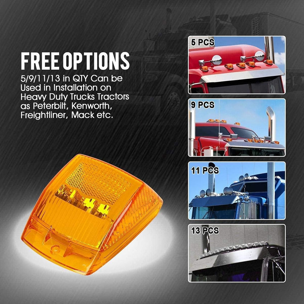 10Pcs Amber LED Side Marker Lights Chrome Surface Mount with Bullet Plugs S251