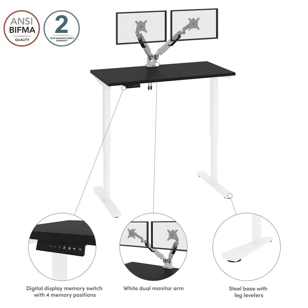 Black Electric Standing Desk with Monitor Arms B7167