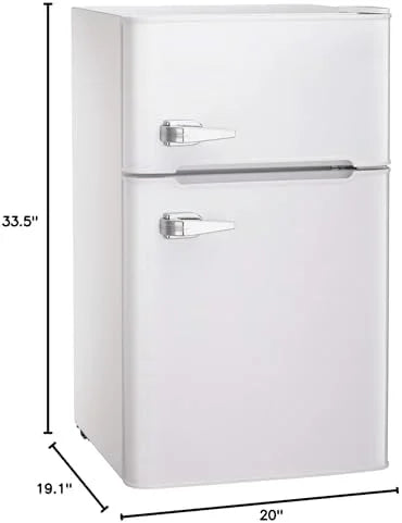 Mini Refrigerator 3.2Cu.Ft Compact Fridge Double Doors Freezer Grey Y614545