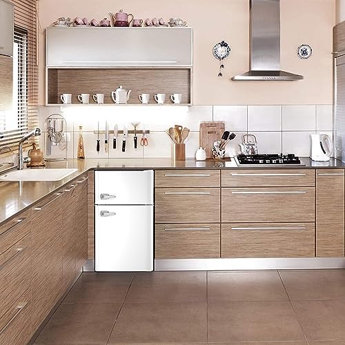 Mini Refrigerator 3.2Cu.Ft Compact Fridge Double Doors Freezer Grey Y614545