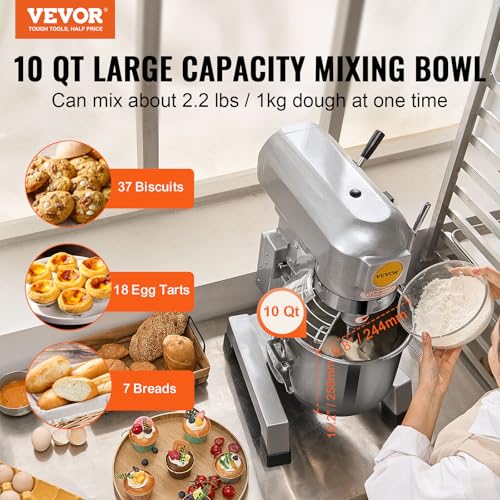 10Qt Commercial Stand Mixer with Stainless Steel Bowl V92444