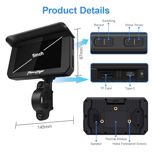 5" Waterproof Touch Screen Motorcycle Carplay Android Auto N3196