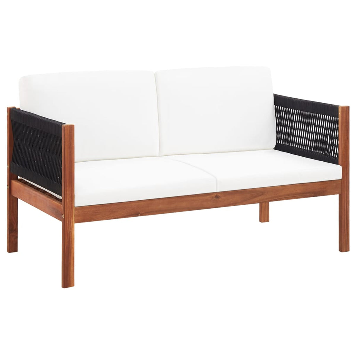 Set of 4 Cream White Cushioned Acacia Wood Outdoor Furniture Set O689