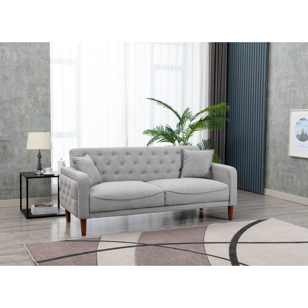 Grey Linen Tufted Sofa Bed H41207