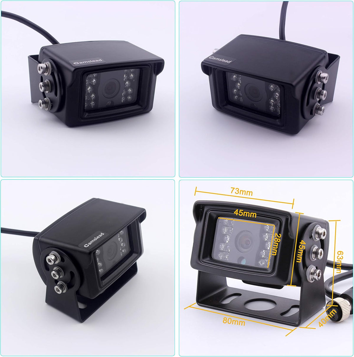 7 inch Backup Camera System with Quad Split Screen Monitor Kit X1454