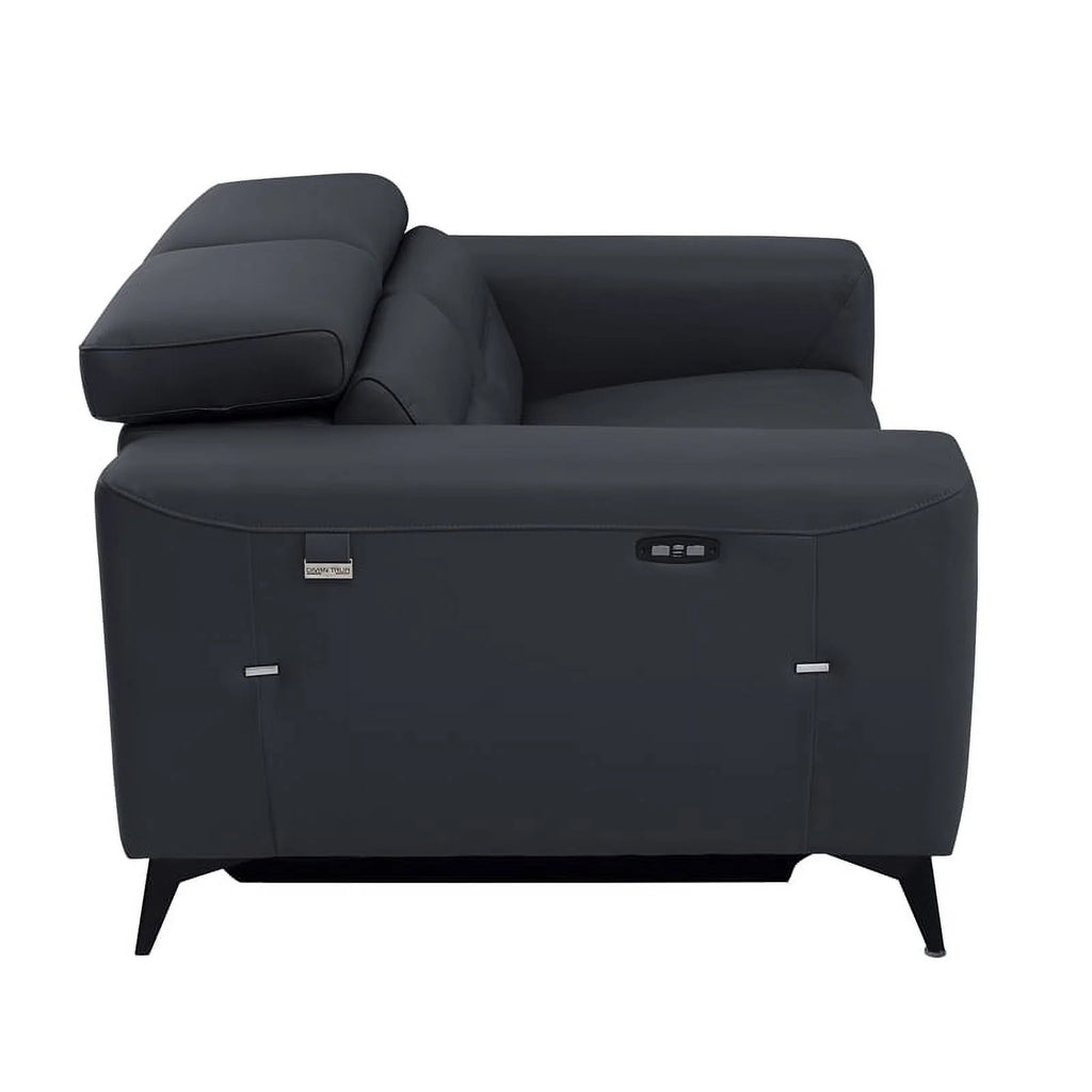 Dark Gray Italian Leather Power Recliner Loveseat T5741