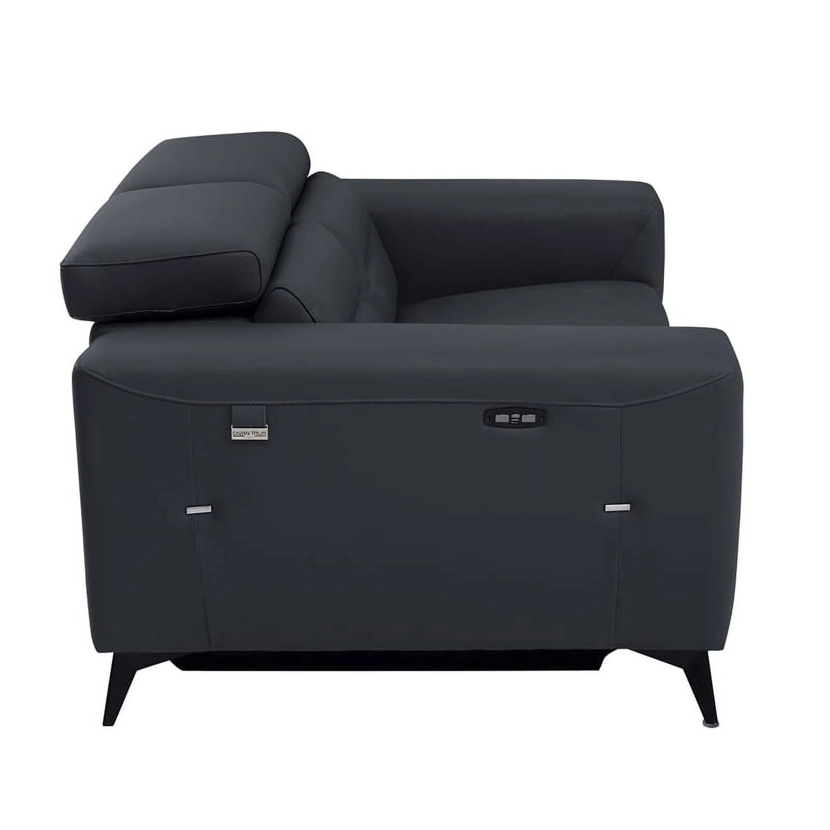 Dark Gray Italian Leather Power Recliner Loveseat T5741