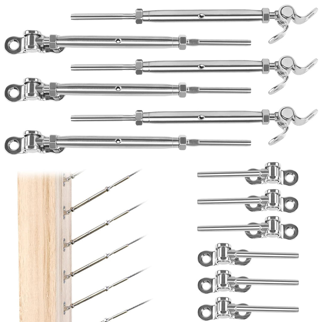 20 Set Cable Railing Kit 1/8 Swage Toggle Turnbuckle Hardware T316 Stainless Steel Angle 180° Adjustable H942