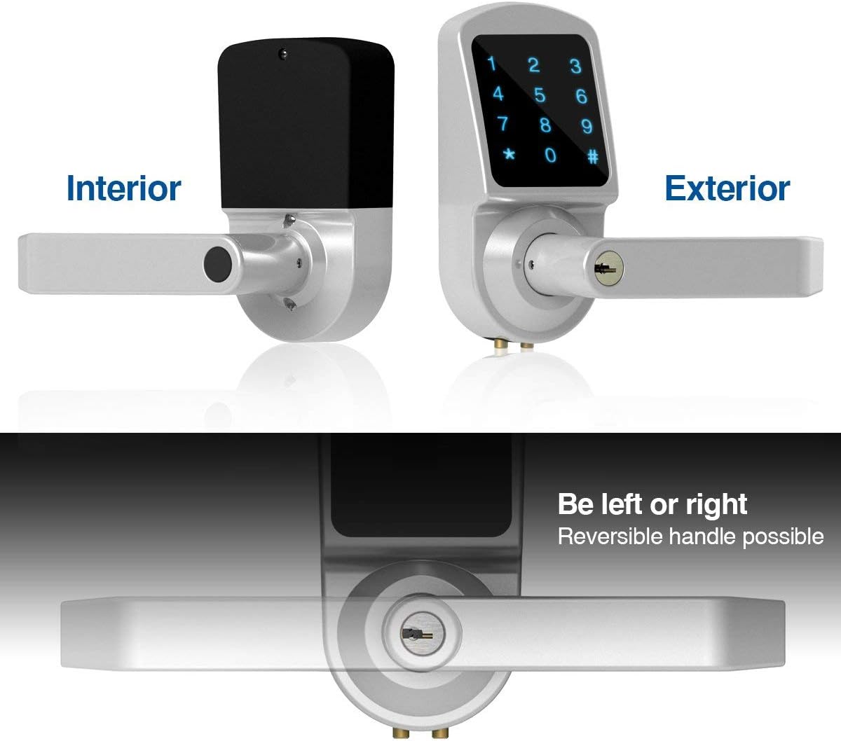 Electronic Keyless Smart Door Lock, Touchscreen Lever with Auto Lock, Pack of 2 G737