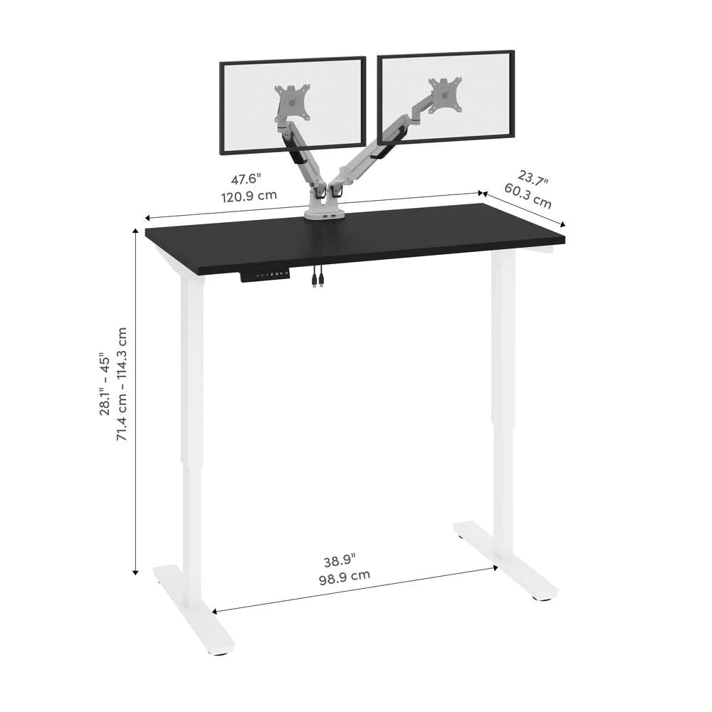 Black Electric Standing Desk with Monitor Arms B7167