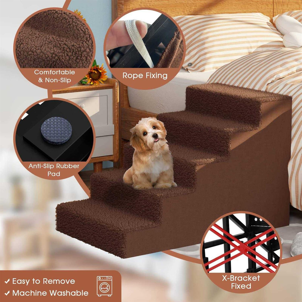 Plastic 5-Step Non-Slip Dog Stairs O396